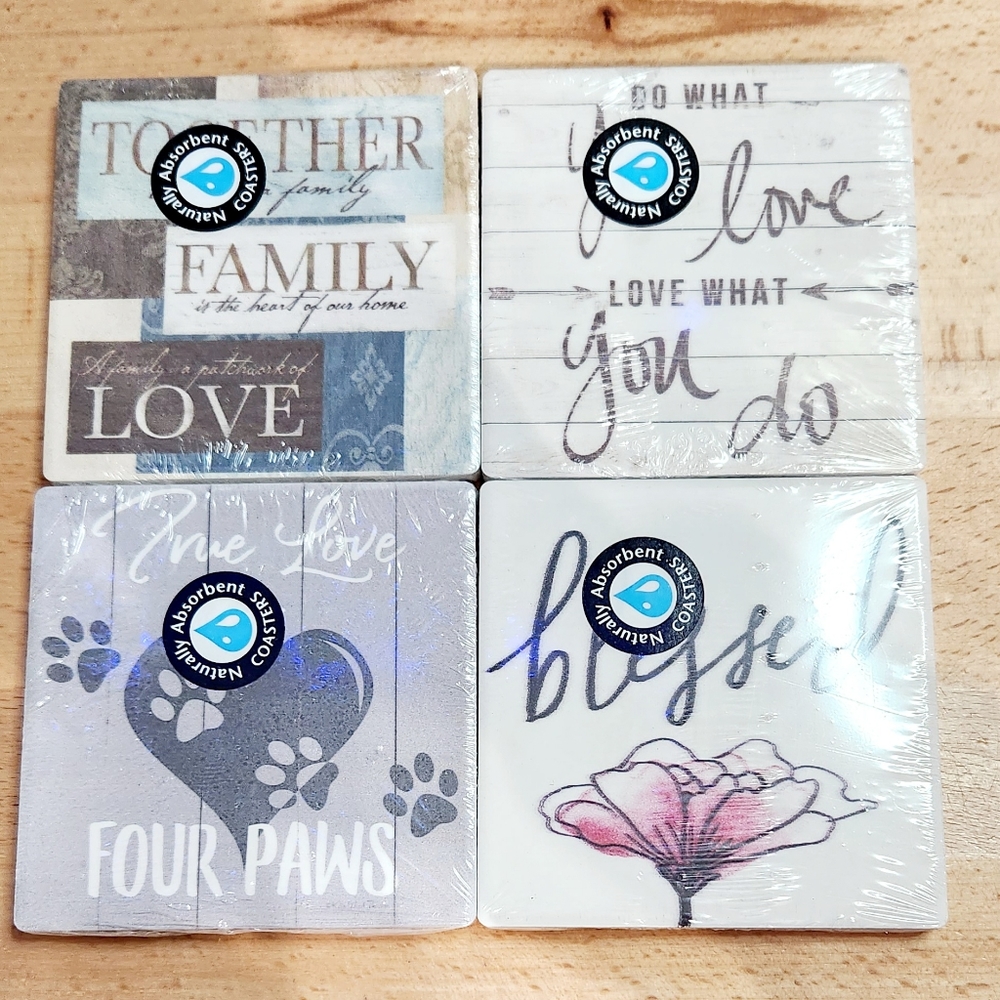 4 CT absorbent ceramic coasters